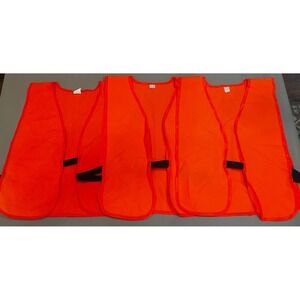 Lot‎ of 3 Orange High Visibility Safety Vests M/L Hunting Polyester Made in USA